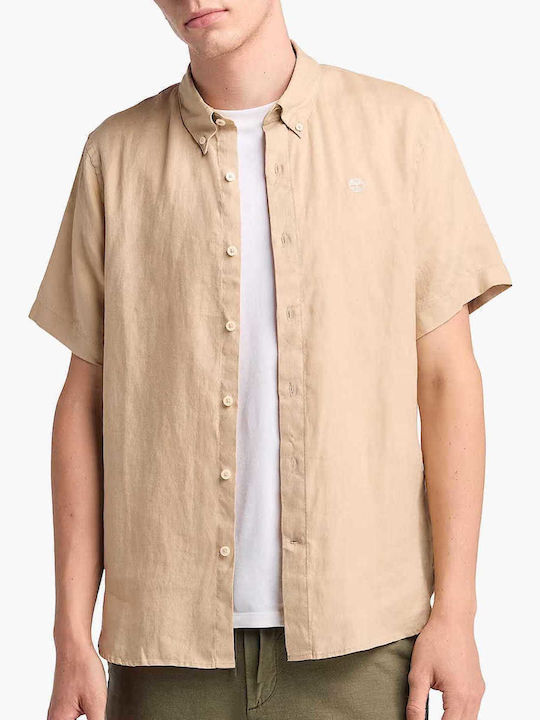 Timberland Short-sleeved Linen Shirt Beige