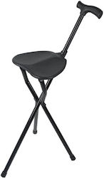 Faltbarer Gehstock mit Sitz, klappbar, Aluminium, schwarz