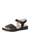 Leather Women's Flat Sandals Anatomic in Black Color