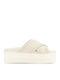 Leder Flache Sandalen für Damen Flatforms in Beige Farbe