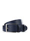 Herren Leder Jeans Gürtel 120 cm Dunkelblau Schnalle Pg-03-dbbl-120