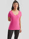 Fruit of the Loom Iconic Γυναικείο Διαφημιστικό T-shirt Κοντομάνικο Fuchsia
