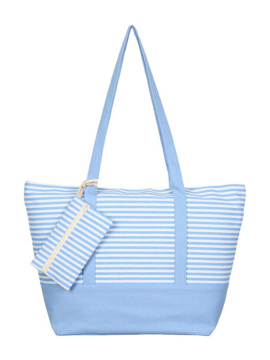 Aquablue Fabric Beach Bag with Toiletry Bag Light Blue