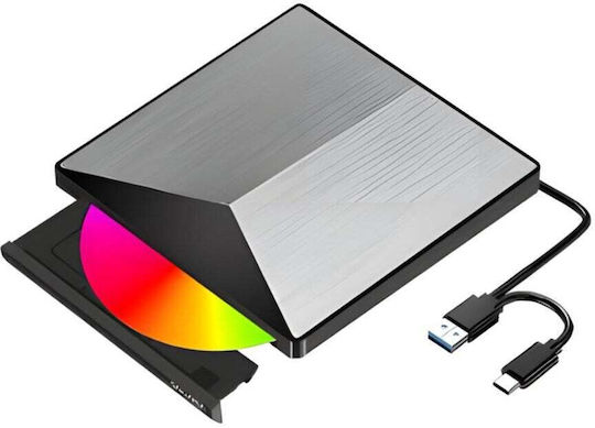 Newevo Unitate Optică Externă 2în1 USB 3.0 USB-C 3.1 DVD CD-RW Driver Laptop Plug Play Aluminiu
