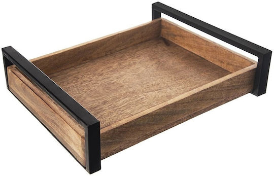 Orion Holz Rechteckig Serviertablett Rutschfest in Braun Farbe 35.5x27x8.5cm 1Stück
