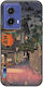 Ukiyo-e Tokyo Rain Street Motorola Moto G85 5G Black TPU Black Silicone