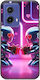 Valentine's Day Futuristic Lovebots Case for Motorola Moto G85 5G Black TPU Black Silicone