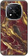 Cracked Marble Red Gold Xiaomi Poco X7 5G Black TPU Black Silicone