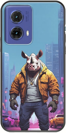Straßentiere Nashorn Motorola Moto G85 5G Schwarzes TPU Schwarzes Silikon