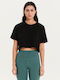 Γυναικείο Αθλητικό Crop T-shirt Μονόχρωμο