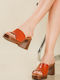 Mules with Chunky Heel in Tabac Brown Color