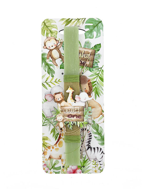 Handmade Scented Candle Boy Wooden Base Jungle