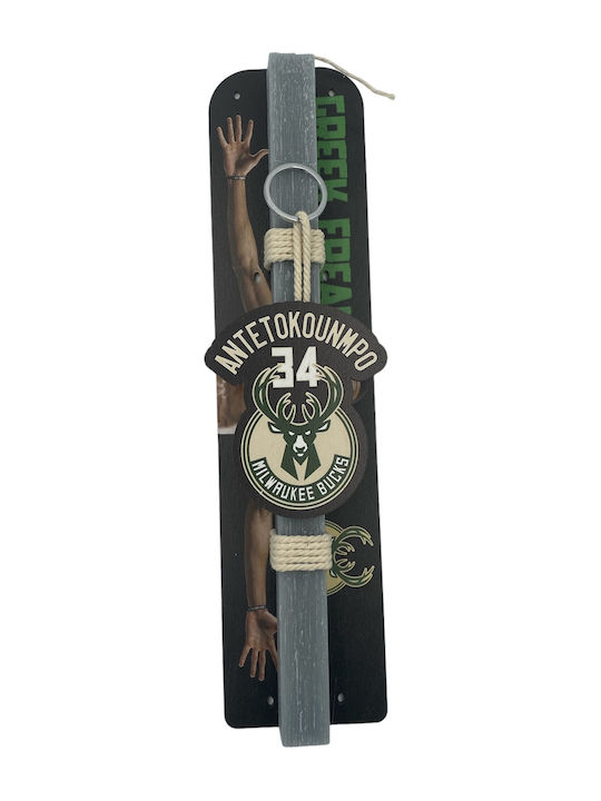 Handmade Easter Candle NBA Milwaukee Bucks Boy Wooden Keychain Giannis Antetokounmpo Scented Candle Wooden Base Printed Same Theme Candle Height 30 cm Shipped Gift Packaging
