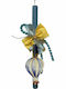 Handmade Easter Candle for Boy Decorated with Wooden Hot Air Balloon Keychain Scented Candle Height 30cm Delivered in Gift Packaging