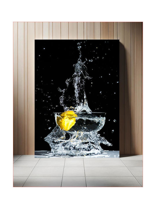 Πίνακας Lemon Splash In Glass Bowl Πιτσιλιά Λεμονιού Γυάλινο Μπολ 70x100