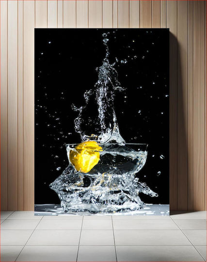 Painting Lemon Splash In Glass Bowl 70x100