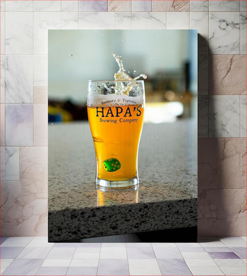 Πίνακας Beer Glass Dice Splash Ποτήρι Μπύρας Πιτσίλισμα Ζαριών 60x90