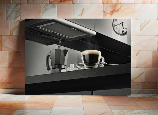 Painting Coffee Espresso Maker In Modern Kitchen 120x80