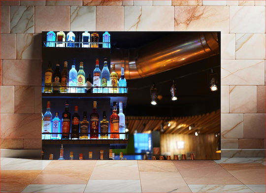 Πίνακας Illuminated Bottles On A Bar Shelf Φωτιζόμενα Μπουκάλια Ράφι Μπαρ 120x80 Πίνακας Illuminated Bottles On A Bar Shelf Φωτιζόμενα Μπουκάλια Ράφι Μπαρ 120x80