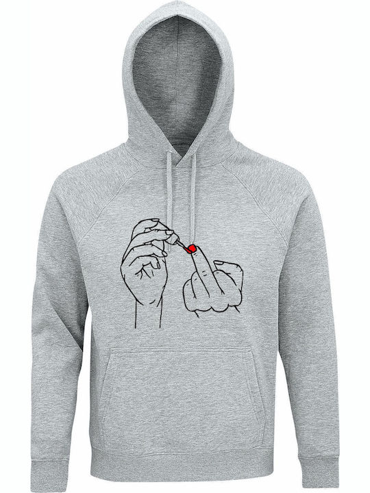 Hoodie Unisex Organic " Fuck You In Style Women Empowerment " Grey Melange