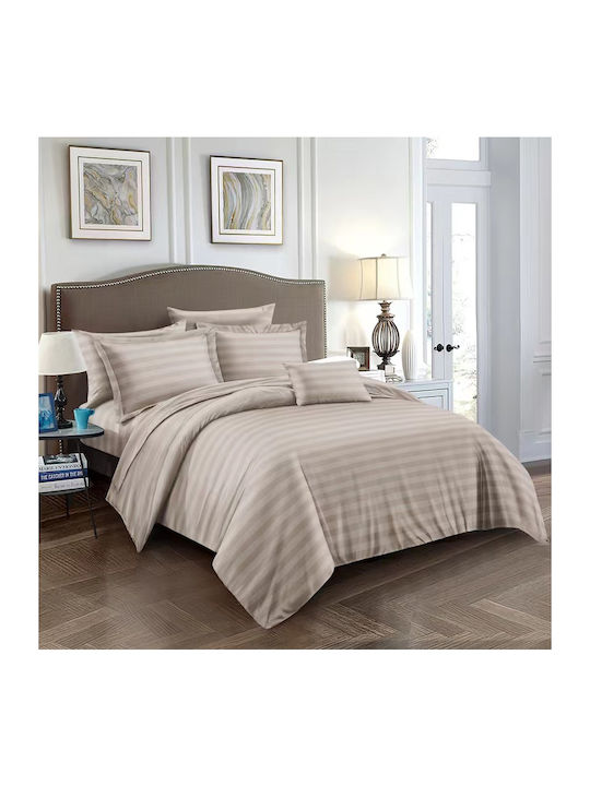 To megalo pazari Sheet Sets King Size with Elastic 220x240cm. Mocha 4pcs