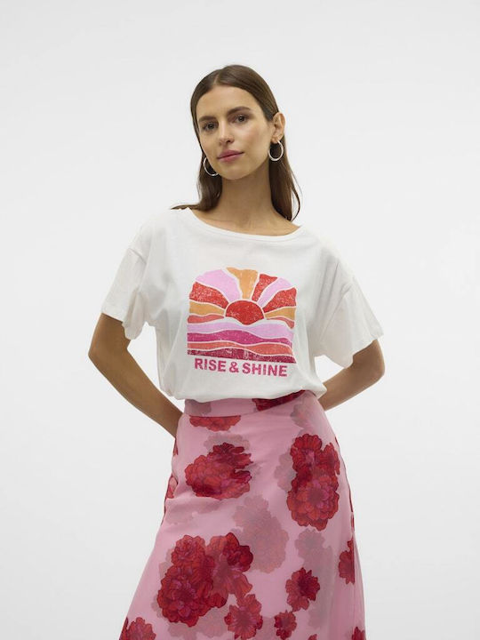 Vero Moda Snow Damen T-Shirt Snow White, Coral