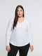 Basic Women's Blouse Cotton Long Sleeve White