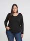 Basic Women's Blouse Cotton Long Sleeve Black
