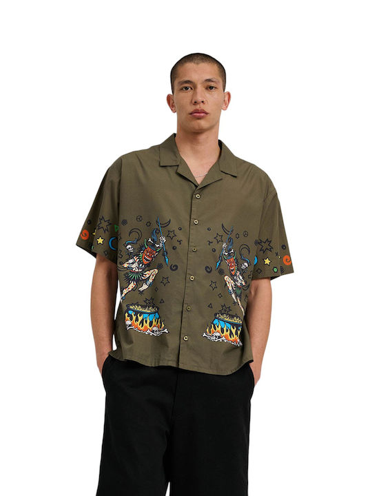 Short-sleeved Cotton Shirt Uniform Green, Olive