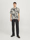 Short-sleeved Shirt in Wide Line Black