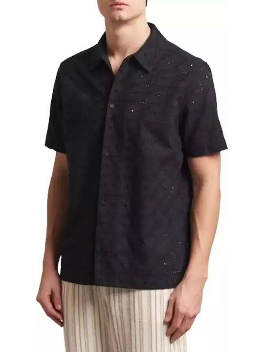 Short-sleeved Cotton Shirt Black