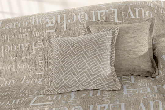 Guy Laroche Sofa Cushion Stamp Made Of 100% Cotton Taupe 50x50cm