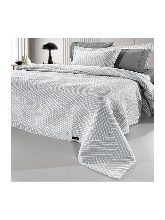 Guy Laroche Lupo Pique Double Blanket 245x260cm Grey White