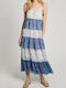 Sommer Midi Damenkleid Stahlblau