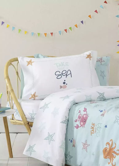 Nima Take Me To The Sea Kinder Kissenbezüge Set 52x72cm Turquoise, White
