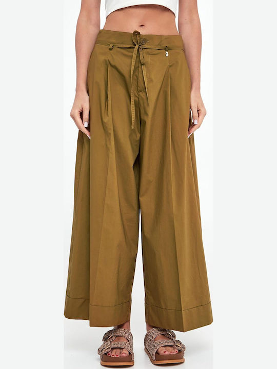 Liu Jo Damen Stoff Hose Olive