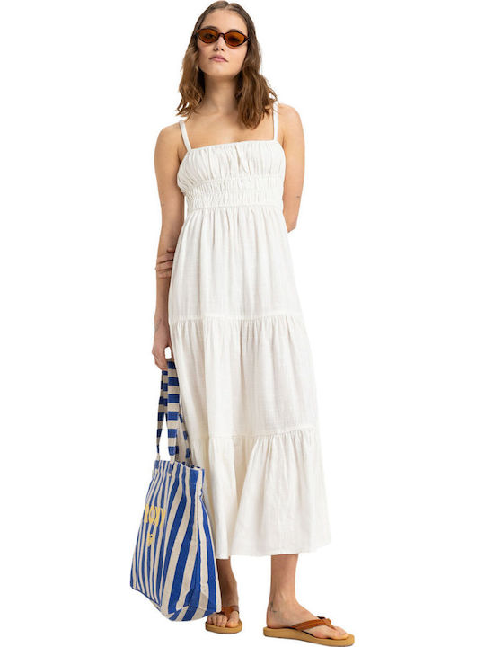 Sunshine Coastline Summer Midi Dress EGRET