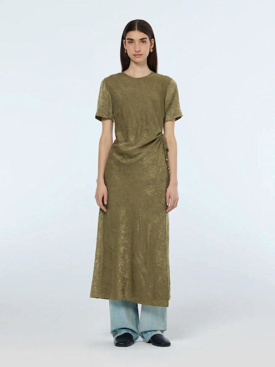 Scotch Soda Midi Evening Dress Satin Wrap Khaki 179583-7357