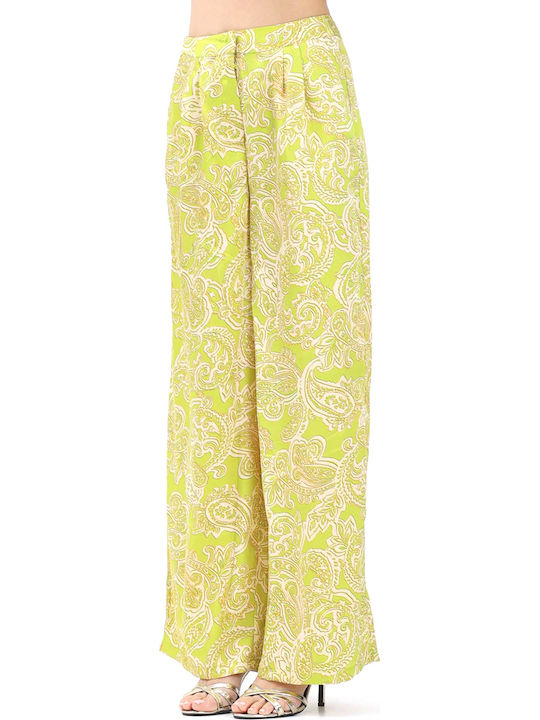 Only Wide Dama Tesatura Pantaloni Yellow Pear