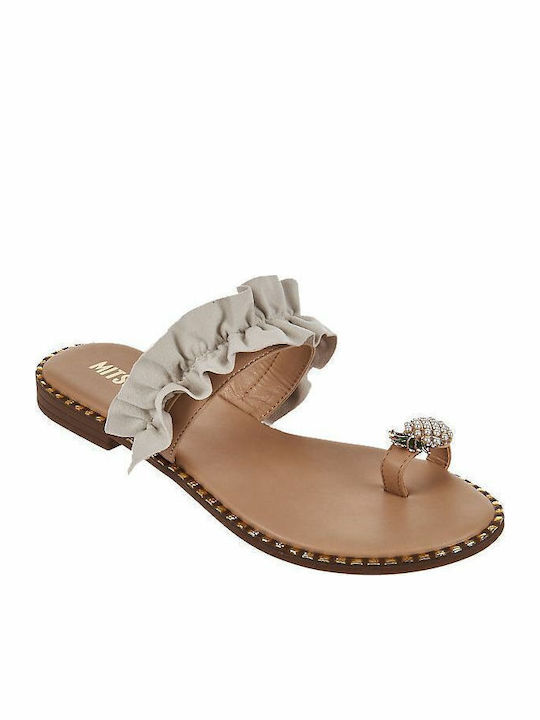 Elenross Flache Sandalen für Damen in Ecru Farbe