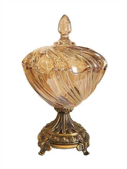 La Belle Maison Vintage Glass Sweet Jar with Lid and Foot D1805 18x18x30cm Gold