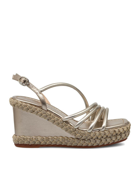 Women's Leather Platform Shoes Gold