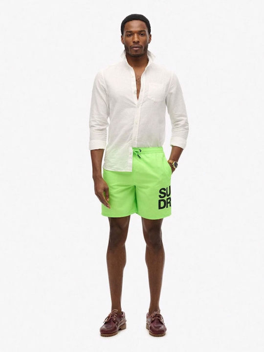 Superdry Ανδρικό Μαγιό Σορτς Neon Green με Σχέδια