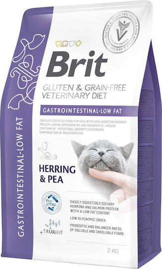 Brit Vetenirary Diet Gastrointestinal-Low Fat Dry Food Diet, Grain-Free for Adult Cats with Sensitive Gastrointestinal with Herring 2kg
