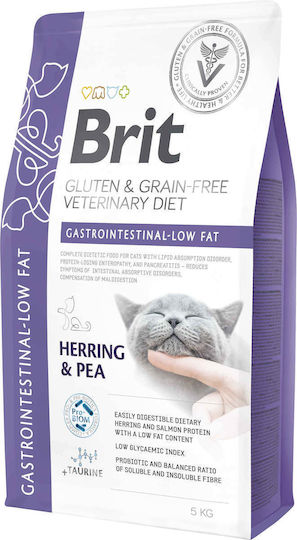 Brit Veterinary Diet Gastrointestinal-Low Fat Dry Food Diet, Grain-Free for Adult Cats with Sensitive Gastrointestinal with Herring 5kg