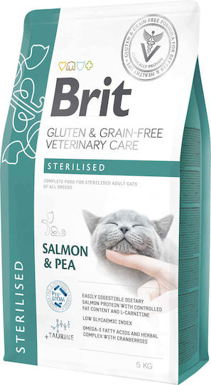 Brit Vetenirary Diet Sterilised Ξηρά Τροφή χωρίς Σιτηρά για Ενήλικες Στειρωμένες Γάτες με Σολομό / Κοτόπουλο 5kg