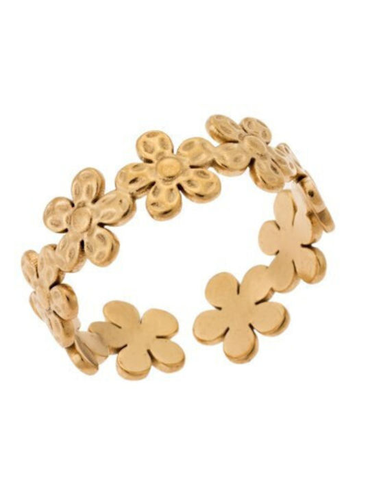 Senza Damen Ring aus Stahl Vergoldet