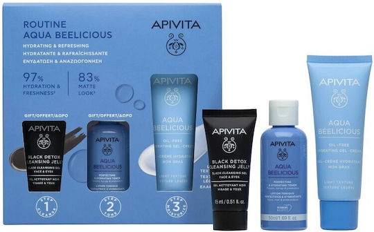 Apivita Routine Αqua Beelicious Set Îngrijire pentru Hidratare 3buc