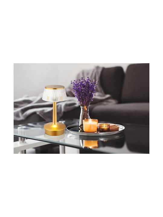 Globo Lighting Tischlampe LED mit Transparent Schirm und Gold Basis