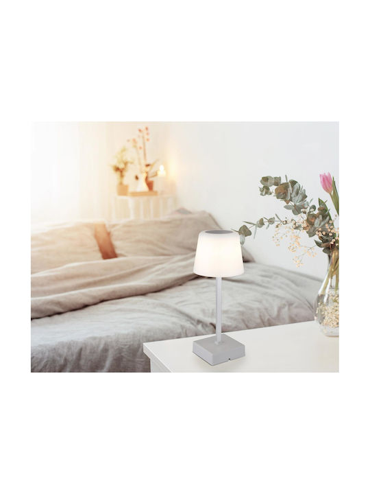 Globo Lighting Table Lamp LED with White Shade and Silver Base